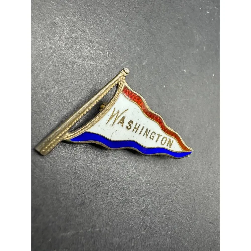 Vintage Trade CMR Mark Sterling Silver 925 Enamel Washington DC Pin Brooch